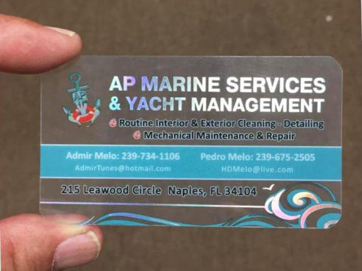 Quality Clear Plastic Business Cards Naples Fl Ap Marine Services