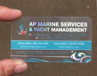 Quality Plastic transparent Business Cards Naples Fl Ap Marine Services
