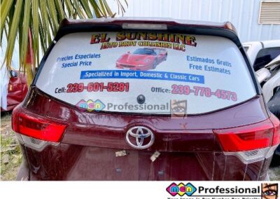 Vehicle – vinyl graphic and lettering