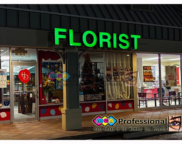 front lit channel letters florist store naples