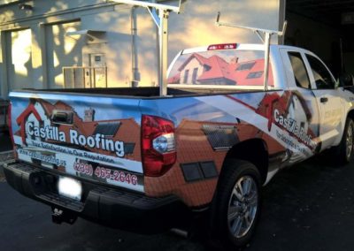castilla roofing pickup truck semi wraps