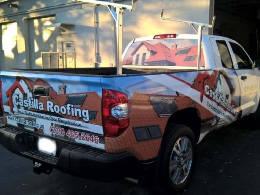 castilla roofing pickup truck semi wraps